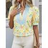 image:imageCicy Bell Womens Floral Short Puff Sleeve Tops V Neck Patchwork Boho Summer Vacation Casual BlousesYellow