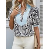 image:imageCicy Bell Womens Floral Short Puff Sleeve Tops V Neck Patchwork Boho Summer Vacation Casual BlousesZebra