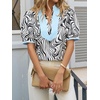 image:imageCicy Bell Womens Floral Short Puff Sleeve Tops V Neck Patchwork Boho Summer Vacation Casual BlousesZebra