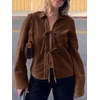 image:imageCicy Bell Womens Going Out Tops Cute Tie Front Tops Bell Long Sleeve Bow Shirts Summer Blouses WhiteCoffee