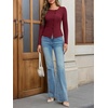 image:imageCicy Bell Womens Long Sleeve Asymmetrical Tops Button Down Ribbed Fitted Cropped Shirts Trendy Fall Blouses Wine