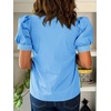 image:imageCicy Bell Womens Puff Short Sleeve Blouses Summer Casual Dressy V Neck Contrast Stitch Tops Loose Fit ShirtsSky Blue