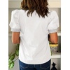 image:imageCicy Bell Womens Puff Short Sleeve Blouses Summer Casual Dressy V Neck Contrast Stitch Tops Loose Fit ShirtsWhite