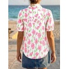image:imageCicy Bell Womens Puff Short Sleeve Button Down Shirts Summer Casual Collared V Neck Blouse Linen Loose Fit Work TopsFloral Bright Pink