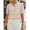 image:imageCicy Bell Womens Puff Short Sleeve Button Down Shirts Summer Casual Collared V Neck Blouse Linen Loose Fit Work TopsFloral Light Pink
