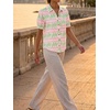image:imageCicy Bell Womens Puff Short Sleeve Button Down Shirts Summer Casual Collared V Neck Blouse Linen Loose Fit Work TopsFloral Light Pink