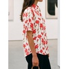 image:imageCicy Bell Womens Puff Short Sleeve Button Down Shirts Summer Casual Collared V Neck Blouse Linen Loose Fit Work TopsFloral Red