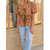image:imageCicy Bell Womens Puff Sleeve Tie Front Tops Summer Babydoll Peplum V Neck Blouse Casual Dressy Pleated Floral Print ShirtsBeanpaste Color