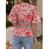 image:imageCicy Bell Womens Puff Sleeve Tie Front Tops Summer Babydoll Peplum V Neck Blouse Casual Dressy Pleated Floral Print ShirtsFloral Color