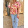 image:imageCicy Bell Womens Puff Sleeve Tie Front Tops Summer Babydoll Peplum V Neck Blouse Casual Dressy Pleated Floral Print ShirtsFlower