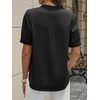 image:imageCicy Bell Womens Puff Sleeve Tops Button Down Shirts Summer Casual Collared V Neck Cotton BlouseBlack