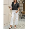 image:imageCicy Bell Womens Puff Sleeve Tops Button Down Shirts Summer Casual Collared V Neck Cotton BlouseBlack