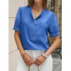 image:imageCicy Bell Womens Puff Sleeve Tops Button Down Shirts Summer Casual Collared V Neck Cotton BlouseBlue