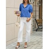 image:imageCicy Bell Womens Puff Sleeve Tops Button Down Shirts Summer Casual Collared V Neck Cotton BlouseBlue