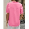 image:imageCicy Bell Womens Puff Sleeve Tops Button Down Shirts Summer Casual Collared V Neck Cotton BlouseBright Pink