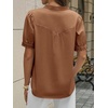 image:imageCicy Bell Womens Puff Sleeve Tops Button Down Shirts Summer Casual Collared V Neck Cotton BlouseBrown
