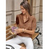 image:imageCicy Bell Womens Puff Sleeve Tops Button Down Shirts Summer Casual Collared V Neck Cotton BlouseBrown