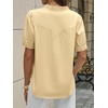 image:imageCicy Bell Womens Puff Sleeve Tops Button Down Shirts Summer Casual Collared V Neck Cotton BlouseKhaki