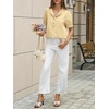 image:imageCicy Bell Womens Puff Sleeve Tops Button Down Shirts Summer Casual Collared V Neck Cotton BlouseKhaki