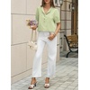 image:imageCicy Bell Womens Puff Sleeve Tops Button Down Shirts Summer Casual Collared V Neck Cotton BlouseLight Green