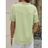 image:imageCicy Bell Womens Puff Sleeve Tops Button Down Shirts Summer Casual Collared V Neck Cotton BlouseLight Green