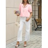 image:imageCicy Bell Womens Puff Sleeve Tops Button Down Shirts Summer Casual Collared V Neck Cotton BlousePink