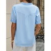 image:imageCicy Bell Womens Puff Sleeve Tops Button Down Shirts Summer Casual Collared V Neck Cotton BlouseSky Blue