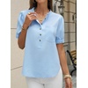image:imageCicy Bell Womens Puff Sleeve Tops Button Down Shirts Summer Casual Collared V Neck Cotton BlouseSky Blue