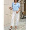 image:imageCicy Bell Womens Puff Sleeve Tops Button Down Shirts Summer Casual Collared V Neck Cotton BlouseSky Blue