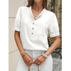 image:imageCicy Bell Womens Puff Sleeve Tops Button Down Shirts Summer Casual Collared V Neck Cotton BlouseWhite