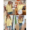 image:imageCicy Bell Womens Puff Sleeve V Neck Blouse Babydoll Peplum Tops Dressy Casual Pleated Loose Fit ShirtsLight Yellow