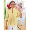 image:imageCicy Bell Womens Puff Sleeve V Neck Blouse Babydoll Peplum Tops Dressy Casual Pleated Loose Fit ShirtsLight Yellow