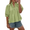 image:imageCicy Bell Womens Puff Sleeve V Neck Blouse Babydoll Peplum Tops Dressy Casual Pleated Loose Fit ShirtsMint Green