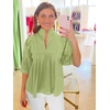 image:imageCicy Bell Womens Puff Sleeve V Neck Blouse Babydoll Peplum Tops Dressy Casual Pleated Loose Fit ShirtsMint Green