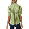 image:imageCicy Bell Womens Puff Sleeve V Neck Blouse Babydoll Peplum Tops Dressy Casual Pleated Loose Fit ShirtsMint Green