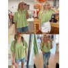 image:imageCicy Bell Womens Puff Sleeve V Neck Blouse Babydoll Peplum Tops Dressy Casual Pleated Loose Fit ShirtsMint Green