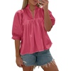 image:imageCicy Bell Womens Puff Sleeve V Neck Blouse Babydoll Peplum Tops Dressy Casual Pleated Loose Fit ShirtsRose Red