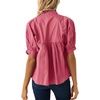 image:imageCicy Bell Womens Puff Sleeve V Neck Blouse Babydoll Peplum Tops Dressy Casual Pleated Loose Fit ShirtsRose Red