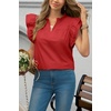 image:imageCicy Bell Womens Ruffle Cap Sleeve Tank Tops V Neck Dressy Casual Blouses Summer Sleeveless Cotton Shirts Red