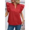 image:imageCicy Bell Womens Ruffle Cap Sleeve Tank Tops V Neck Dressy Casual Blouses Summer Sleeveless Cotton Shirts Red
