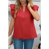 image:imageCicy Bell Womens Ruffle Cap Sleeve Tank Tops V Neck Dressy Casual Blouses Summer Sleeveless Cotton Shirts Red