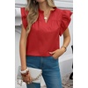 image:imageCicy Bell Womens Ruffle Cap Sleeve Tank Tops V Neck Dressy Casual Blouses Summer Sleeveless Cotton Shirts Red