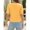 image:imageCicy Bell Womens Short Puff Sleeve Button Down Shirts Dressy Casual Blouses Summer Round Neck Cotton TopsYellow