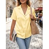 image:imageCicy Bell Womens Short Sleeve Satin V Neck Blouse Relaxed Fit Button Down Shirts Dressy Casual Work TopsYellow