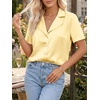 image:imageCicy Bell Womens Short Sleeve Satin V Neck Blouse Relaxed Fit Button Down Shirts Dressy Casual Work TopsYellow
