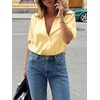 image:imageCicy Bell Womens Short Sleeve Satin V Neck Blouse Relaxed Fit Button Down Shirts Dressy Casual Work TopsYellow