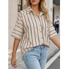 image:imageCicy Bell Womens Striped Button Down Shirts Short Sleeve Collared Dressy Casual Loose fit Tops Work Office BlousesBeige