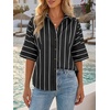 image:imageCicy Bell Womens Striped Button Down Shirts Short Sleeve Collared Dressy Casual Loose fit Tops Work Office BlousesBlack