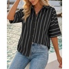 image:imageCicy Bell Womens Striped Button Down Shirts Short Sleeve Collared Dressy Casual Loose fit Tops Work Office BlousesBlack