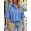 image:imageCicy Bell Womens Striped Button Down Shirts Short Sleeve Collared Dressy Casual Loose fit Tops Work Office BlousesBlue